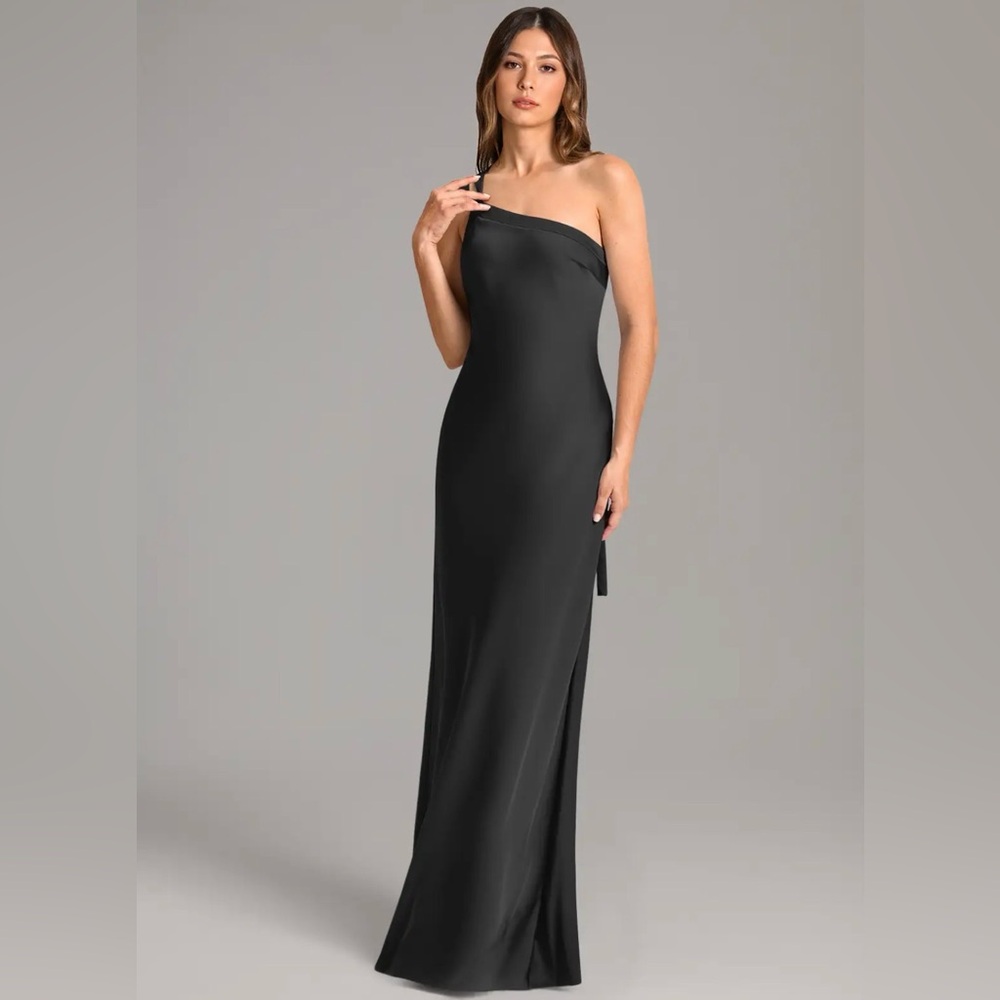 Azazie Black Backless One-Shoulder Dress